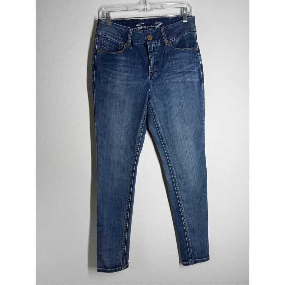 Seven7 Women's Tummyless Skinny Jeans Blue Medium Wash Size 12